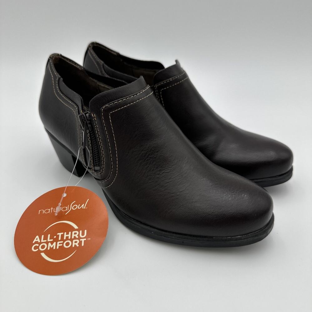 NWT Natural Soul All-Thru Comfort Ankle Booties Dark Brown Size 6M